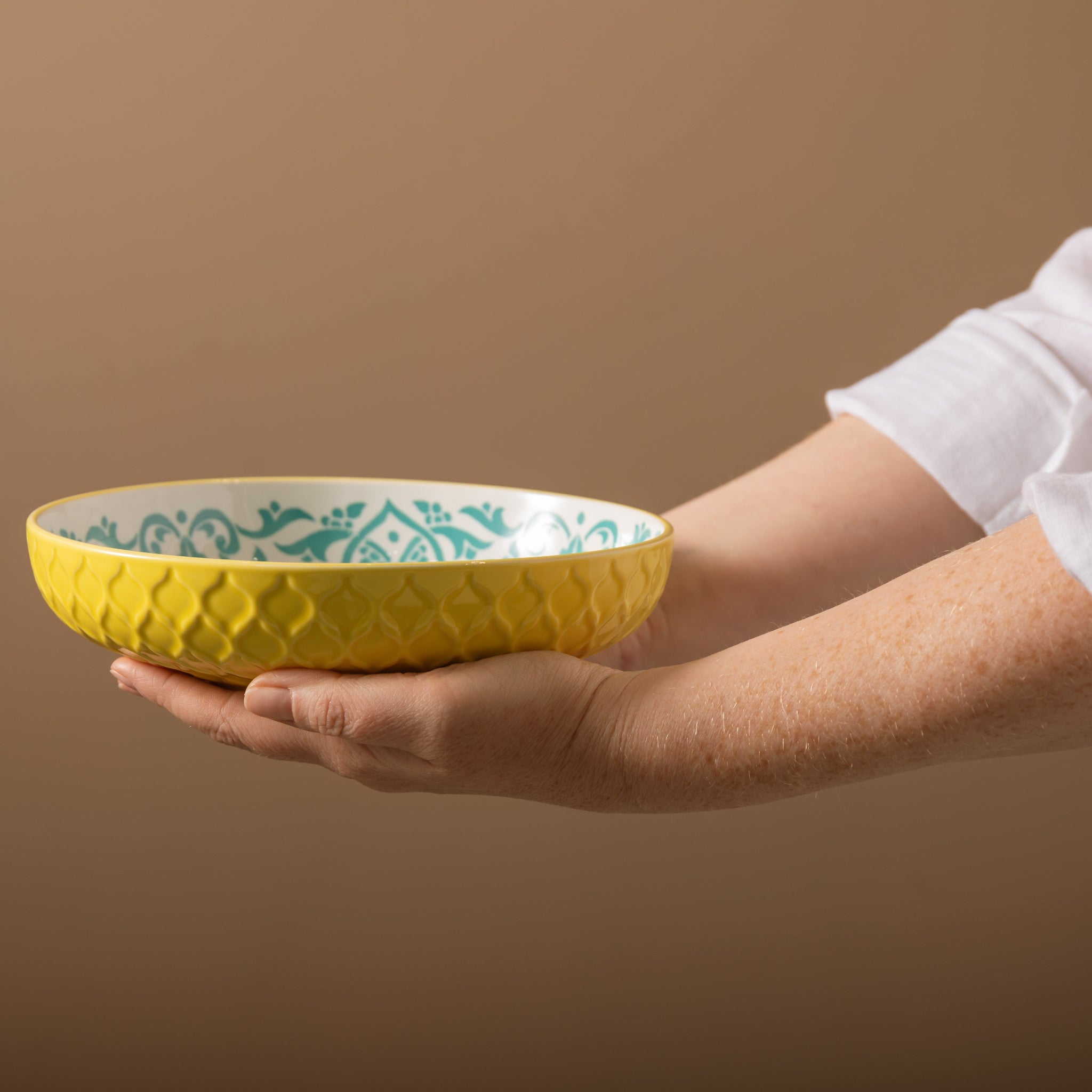 Mikasa Yellow And Blue Geometric Bowl - Mikasa Yellow And Blue Geometric Bowl 21CM Sterling Home 1