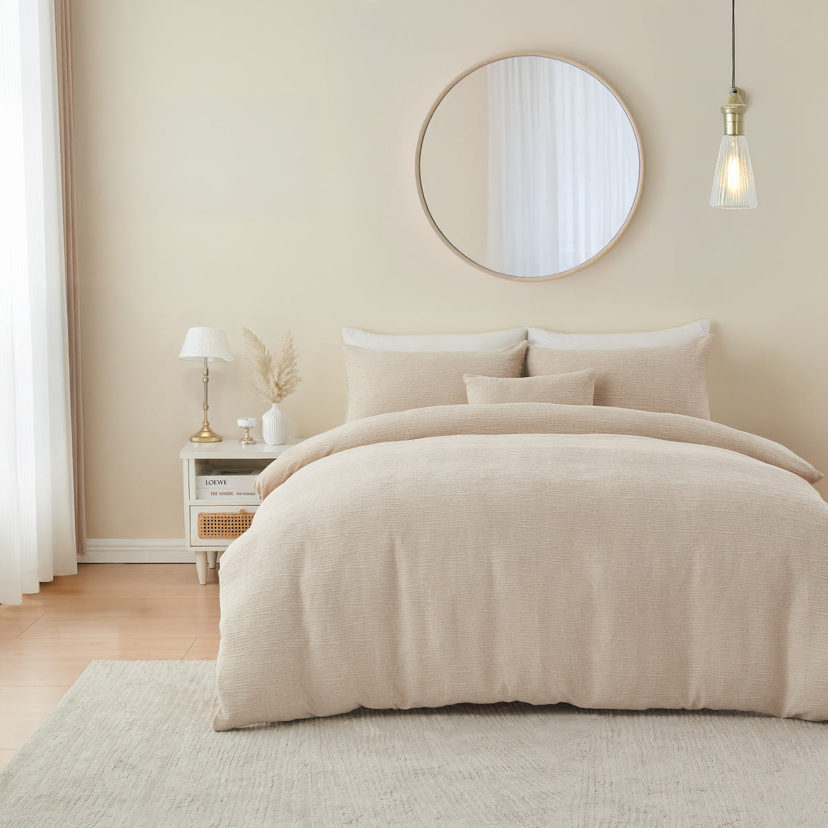 Bergen Cream Duvet Cover Set - Bergen Natrual Duvet Set King Sterling Home 1