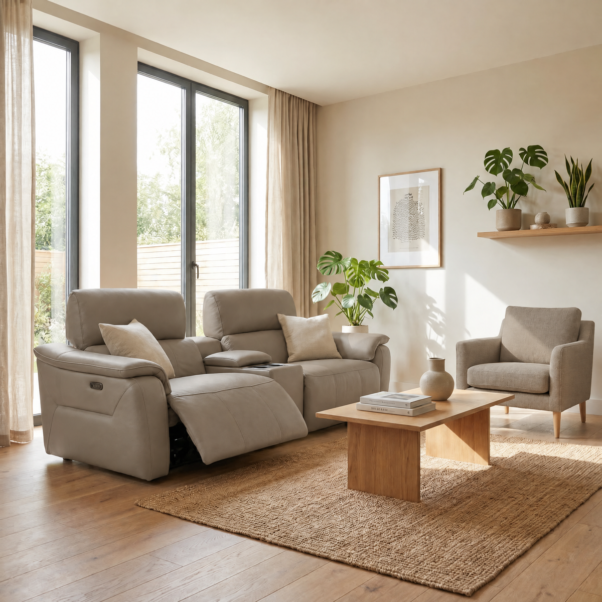 Rialto Media 3 Seater Sofa - Media 3 Seater Sofa Cat20S - Power Recliner with USB — NWS-513E PINE BARK, gallery image 1