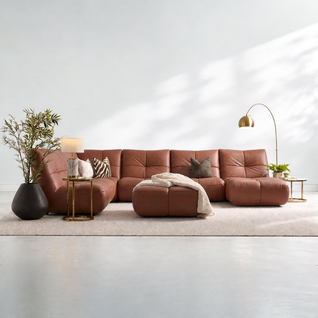 Comet Corner Sofa - Combination 1 - Corner Sofa Group With Footstool Cat 20S — NWS-605D - WARM BROWN, gallery image 1