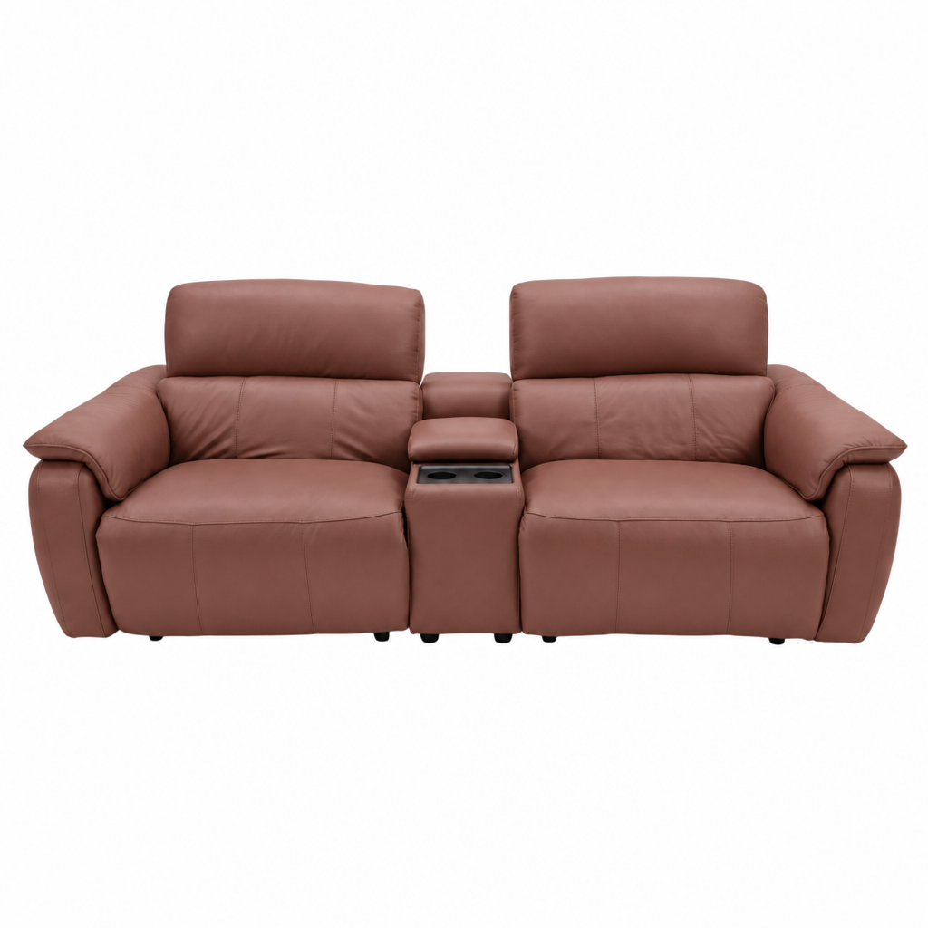 Rialto Media 3 Seater Sofa - Media 3 Seater Sofa Cat20S - Power Recliner with USB 3 Seater Sofas Sterling Home 10 NWS-605D WARM BROWN
