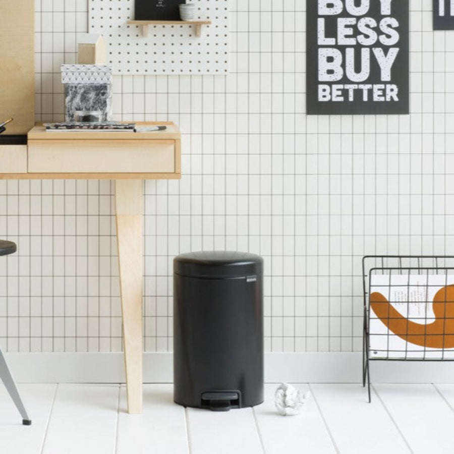 Brabantia NewIcon Pedal Bin Matt Black 12L Sterling Home 2