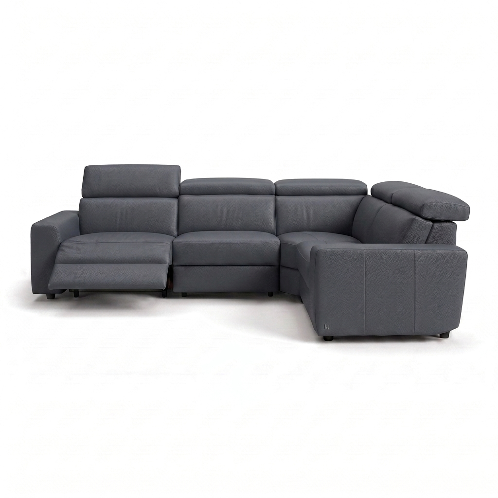 Nicoletti Rossini Corner Sofa - Corner Group with Power Recliner & Headrest CB - Right Hand Facing - Power with Power Headrest & USB Sterling Home 3 Torello PS Blu -S 81