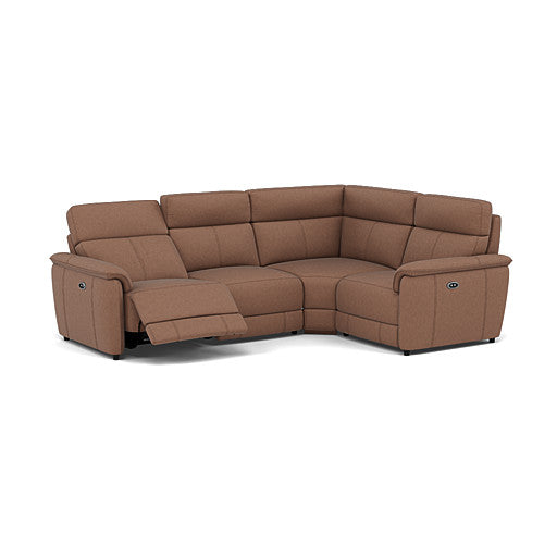 Orkney Small Corner Recliner Sofa - Combination 8 2.5 Corner 1.25 Power Fabric - Right Hand Facing - Power Recliner with USB Sterling Home 3 BFA-BLJ-04 TOBACCO