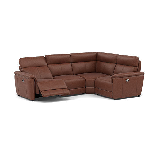 Orkney Small Corner Recliner Sofa - Combination 8 2.5 Corner 1.25 Power Fabric - Right Hand Facing - Power Recliner with USB Sterling Home 9 BFA-BLJ-05 HAZELNUT