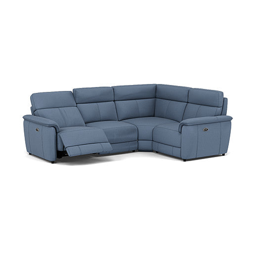 Orkney Small Corner Recliner Sofa - Combination 8 2.5 Corner 1.25 Power Fabric - Right Hand Facing - Power Recliner with USB Sterling Home 10 BFA-MAD-08 PACIFIC BLUE