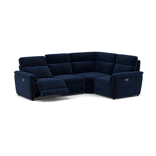 Orkney Small Corner Recliner Sofa - Combination 8 2.5 Corner 1.25 Power Fabric - Right Hand Facing - Power Recliner with USB Sterling Home 13 FAB-MEG-28 NAVY