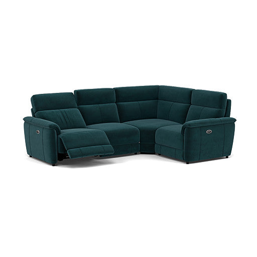 Orkney Small Corner Recliner Sofa - Combination 8 2.5 Corner 1.25 Power Fabric - Right Hand Facing - Power Recliner with USB Sterling Home 14 FAB-MEG-36 LAKE GREEN