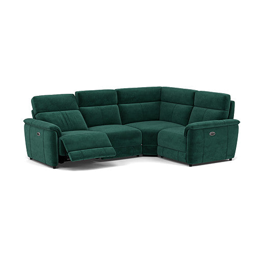 Orkney Small Corner Recliner Sofa - Combination 8 2.5 Corner 1.25 Power Fabric - Right Hand Facing - Power Recliner with USB Sterling Home 15 FAB-MEG-37 EMERALD GREEN