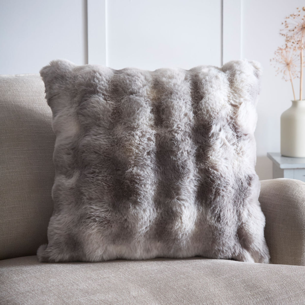 Oslo Faux Fur Grey Cushion - Oslo Faux Fur Grey Cushion 55CM Sterling Home 1