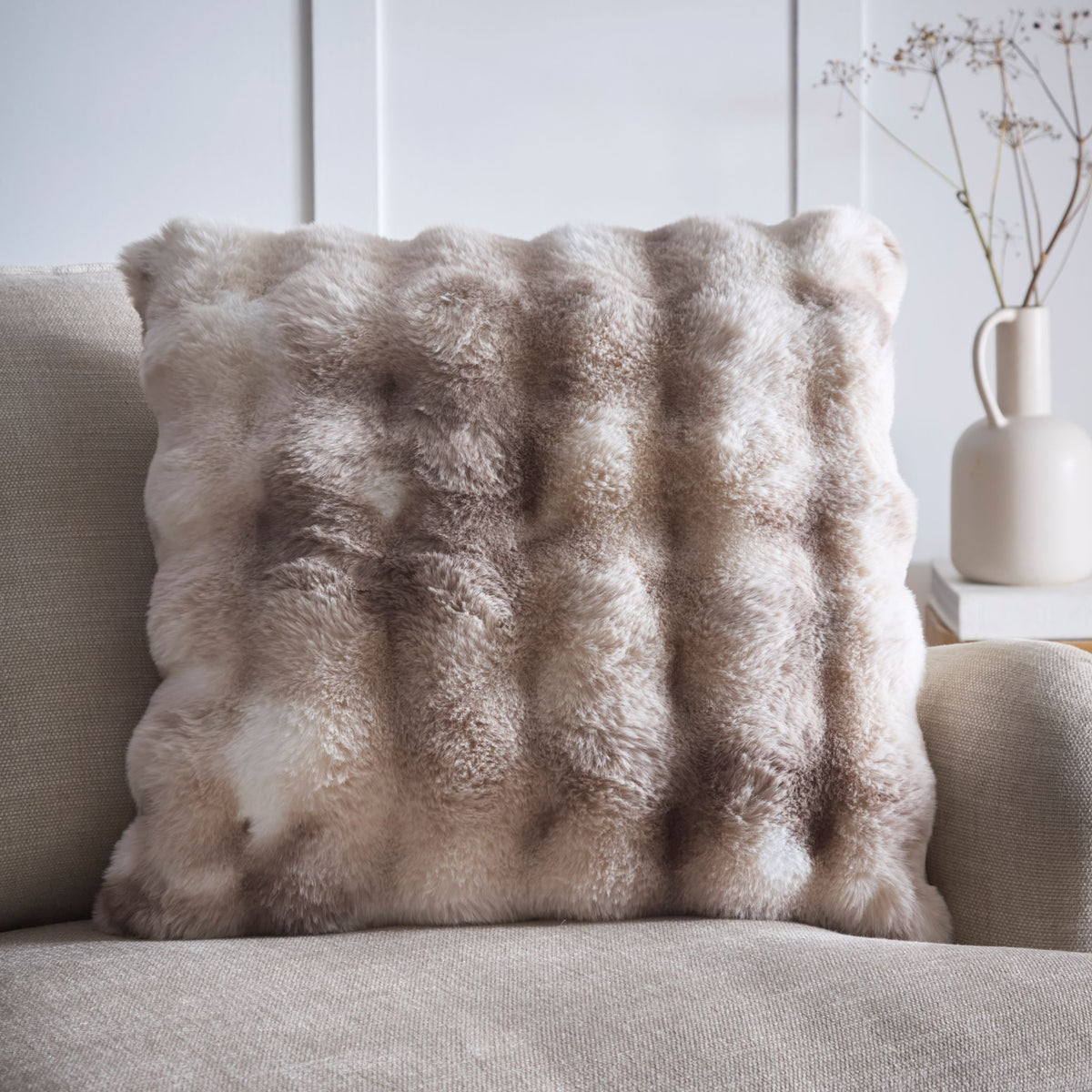 Oslo Faux Fur Taupe Cushion - Oslo Faux Fur Taupe Cushion 55CM Sterling Home 1