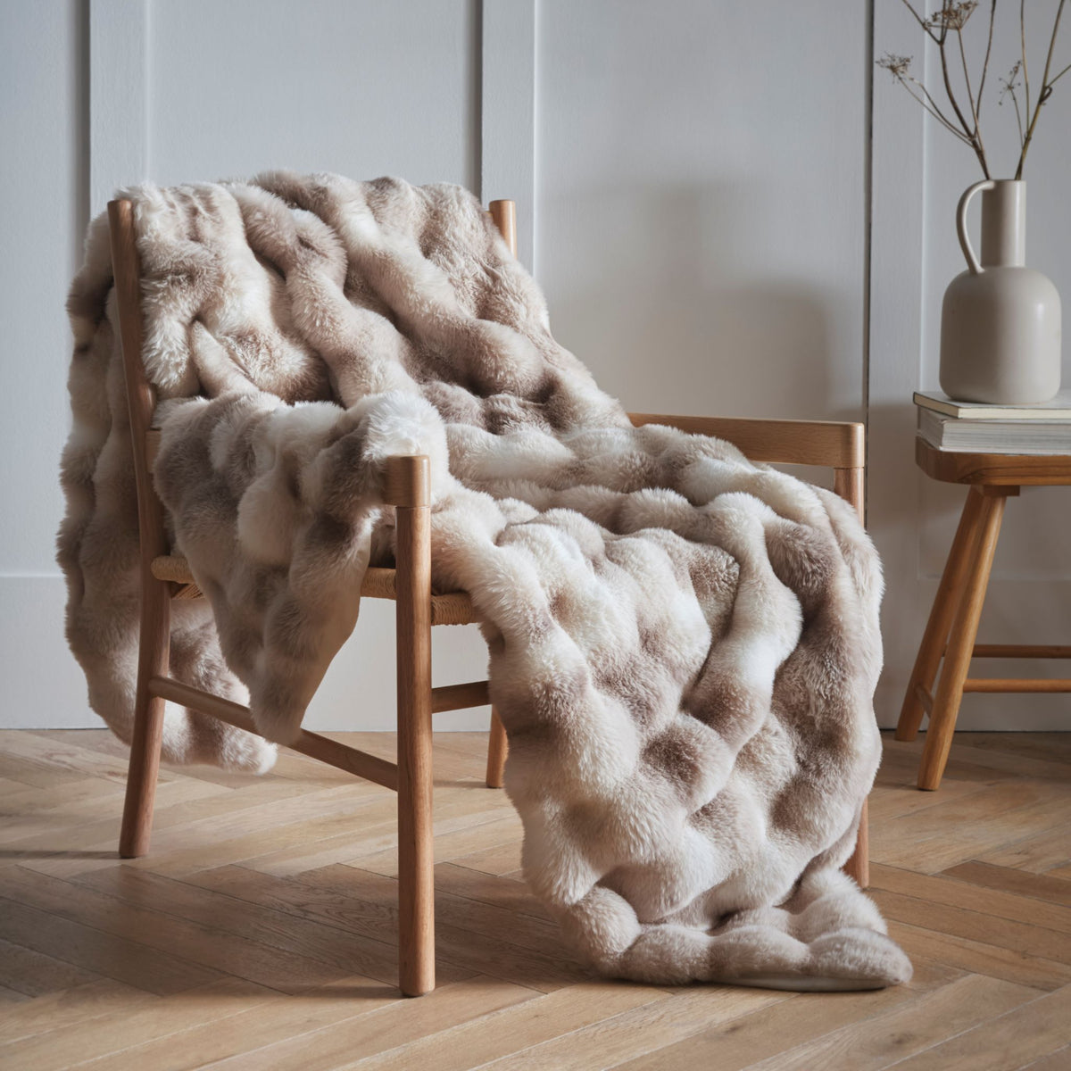 Oslo Faux Fur Brown Throw - Oslo Faux Fur Taupe Throw 150X200CM Sterling Home 1