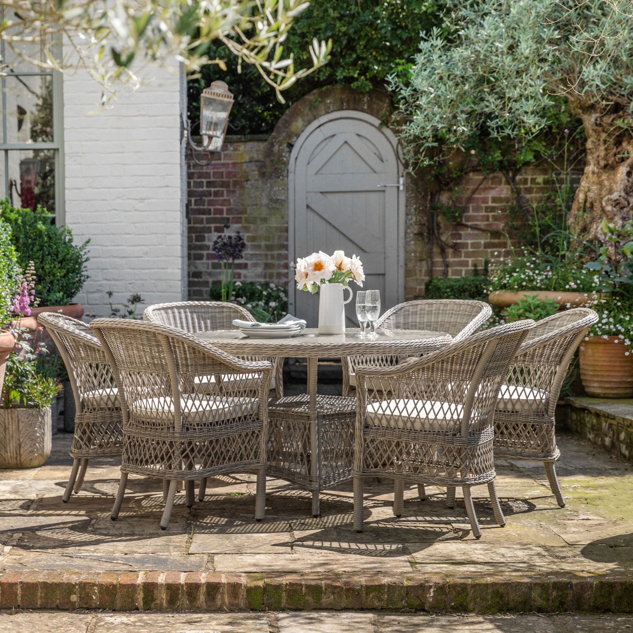 Menton 6 Seater Round Dining Set Dining Sets Sterling Home 1