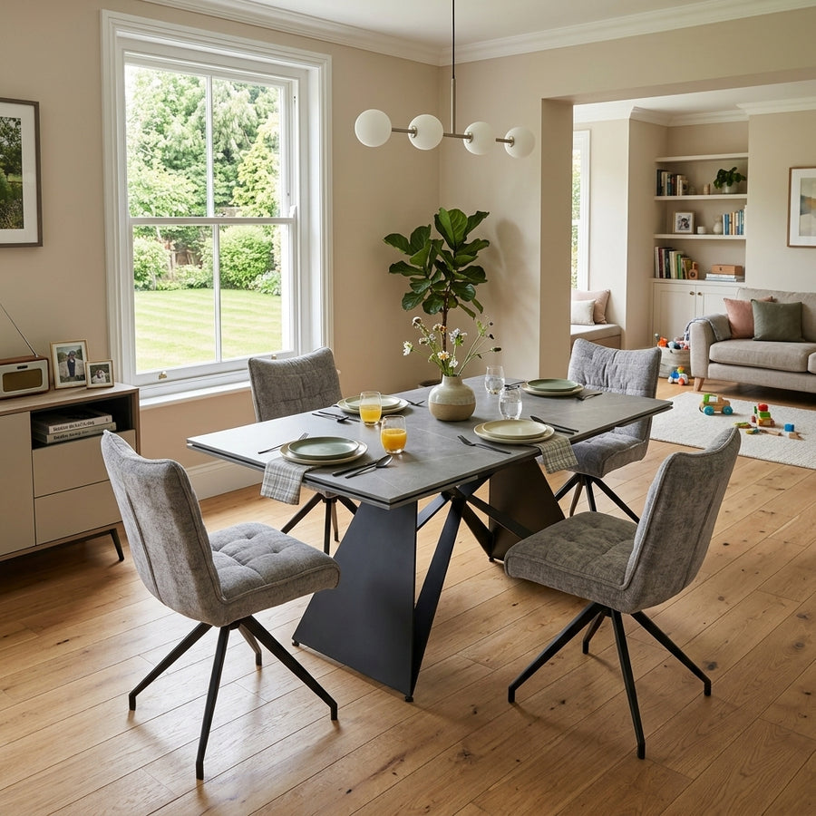 Odessey Dining Table & 4 Swivel Dining Chairs