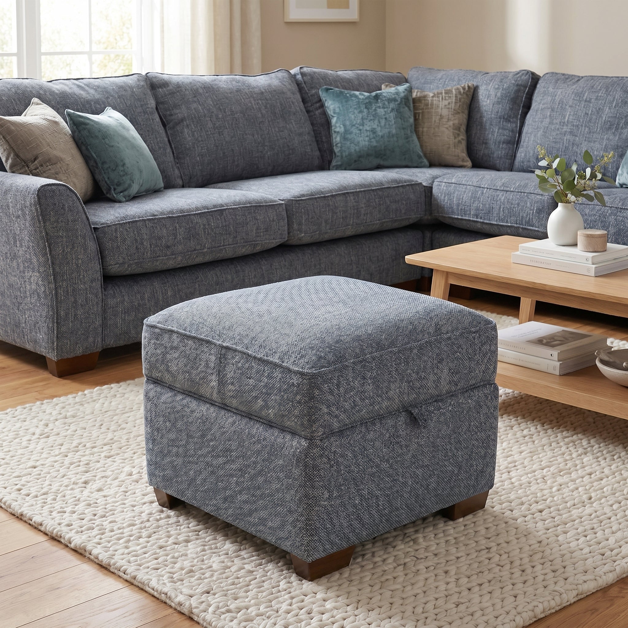 Oundle Storage Footstool - Storage Stool Hem Fabric Footstools Sterling Home 2