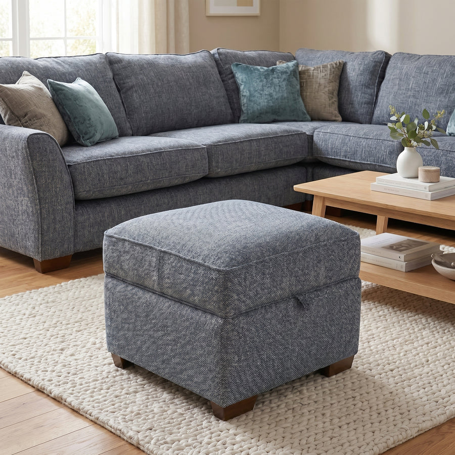 Oundle Storage Footstool - Storage Stool Hem Fabric Footstools Sterling Home 2