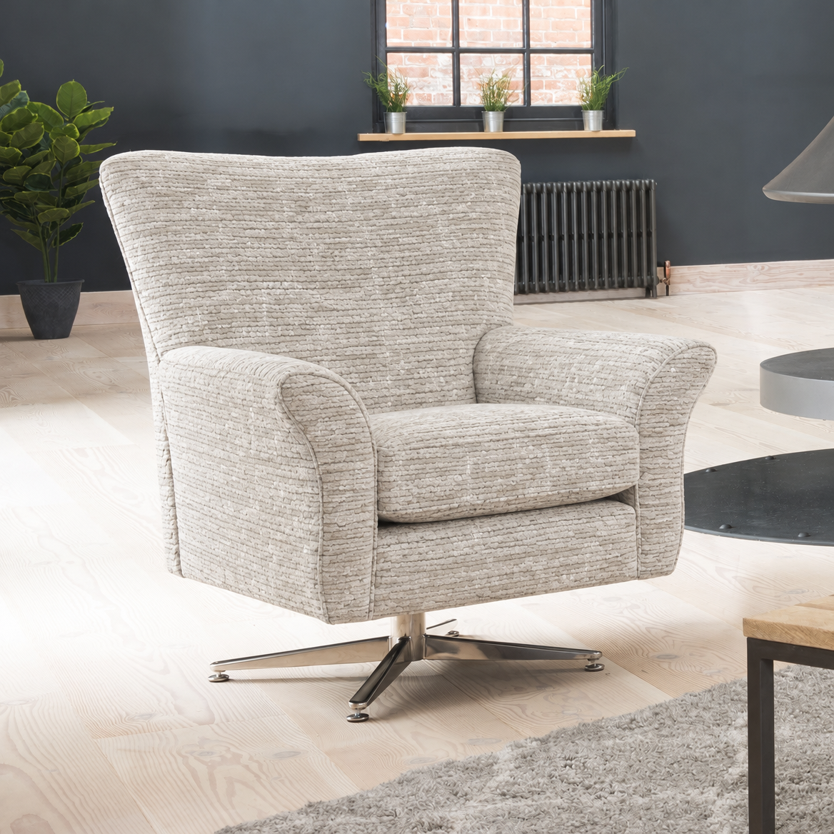 Hebden Swivel Armchair - Swivel Chair Grade A — 2698 : Oyster Cairo Chenille Plain, gallery image 1