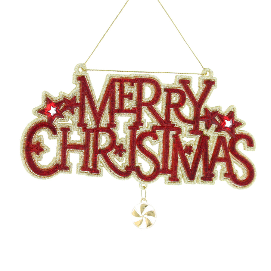 Merry Christmas Red & Gold Hanging Tree Decoration - C Hanging Merry Christmas Red Gold 15CM Sterling Home 1