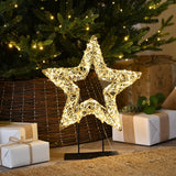Lit Gold Shimmer Star On Stand