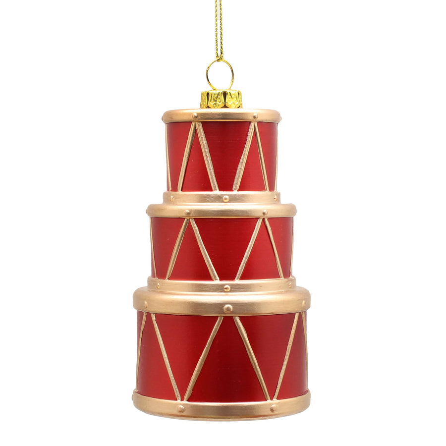 Stacked Drums Red & Gold Hanging Tree Decoration - C Hanging Red Gold Stacked Drums 10CM Sterling Home 1