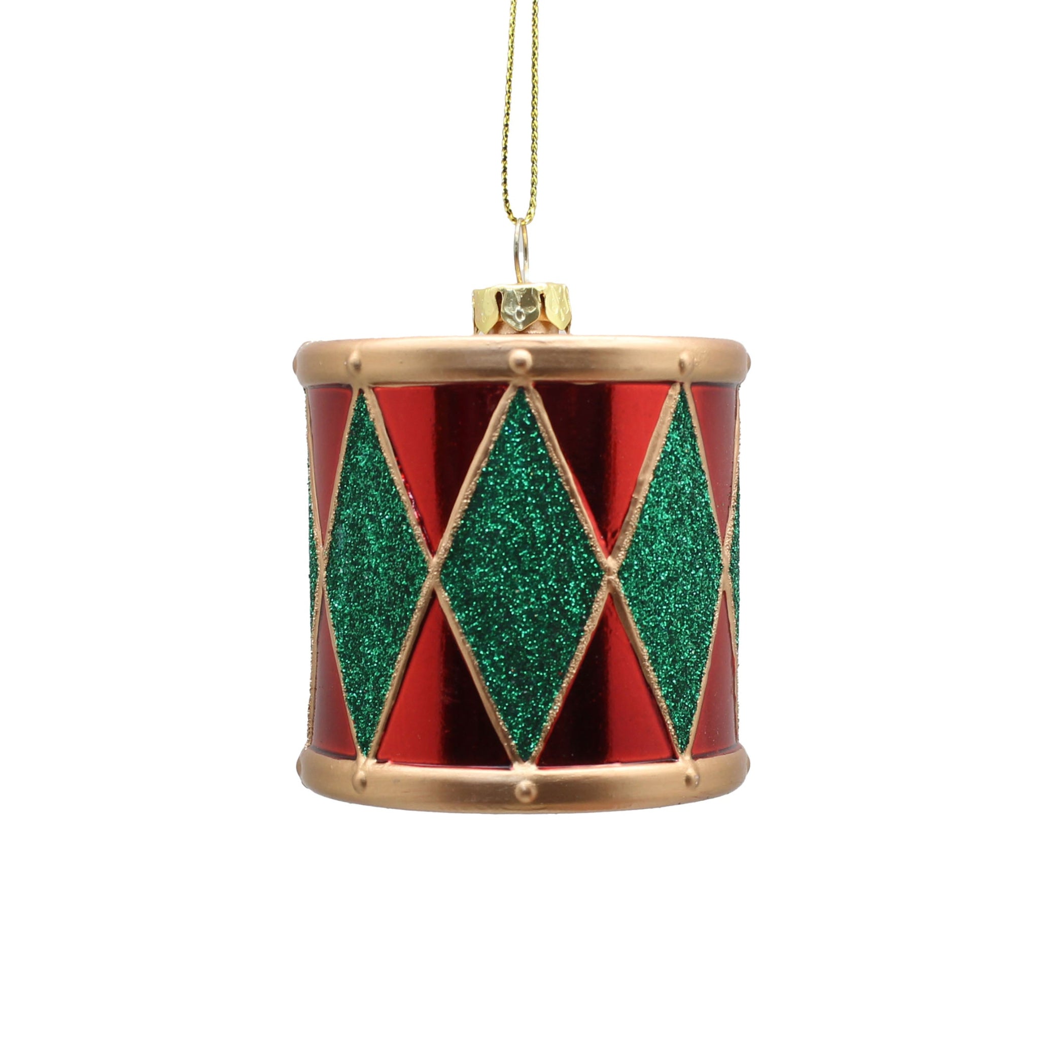 Drum Red, Green & Gold Hanging Tree Decoration - C Hanging Red Green Gold Drum 6CM Sterling Home 1