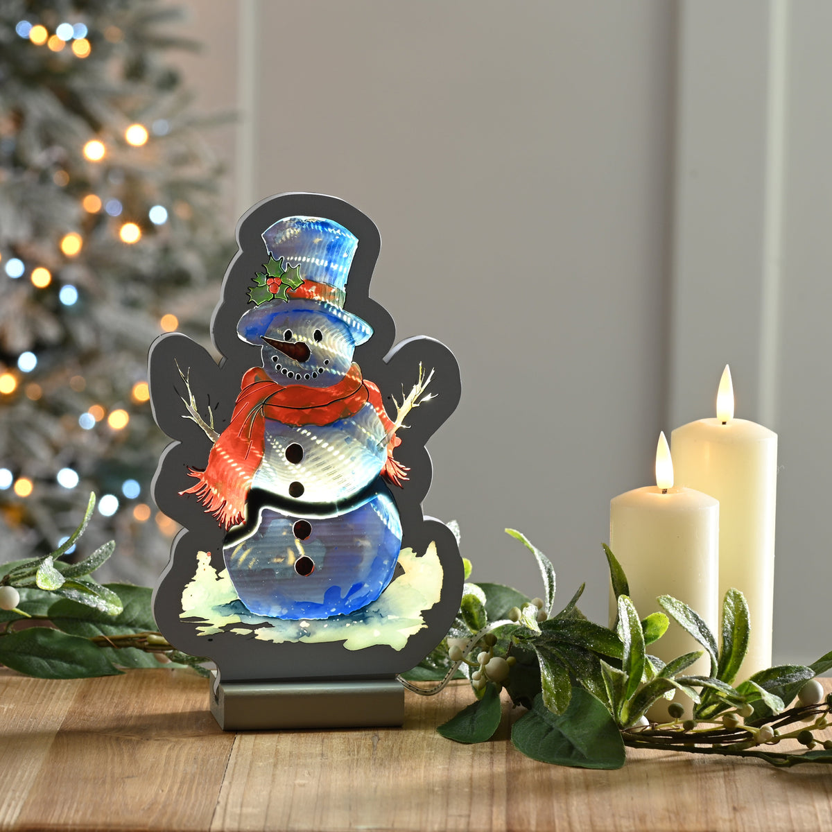 Infinity Snowman With Holly Hat 23CM - Infinity Snowman With Holly Hat 23CM Sterling Home 1