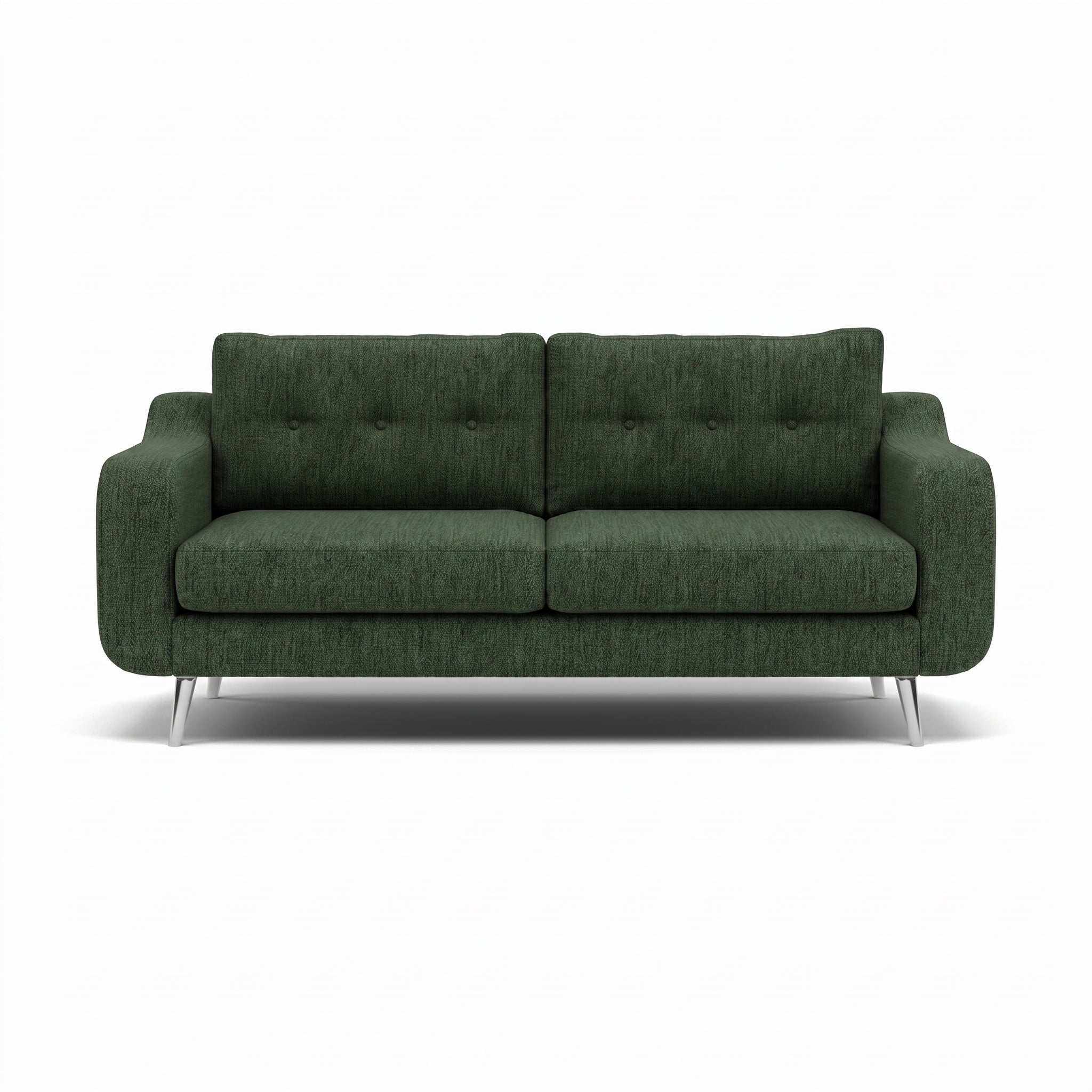 Phoebe 3 Seater Sofa - Large Sofa Standard Back Grade A Sterling Home 22 Capital Dark Green Chrome