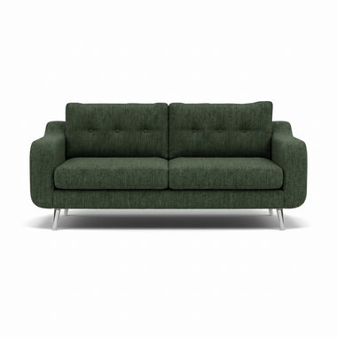 Phoebe 3 Seater Sofa - Large Sofa Standard Back Grade A Sterling Home 22 Capital Dark Green Chrome