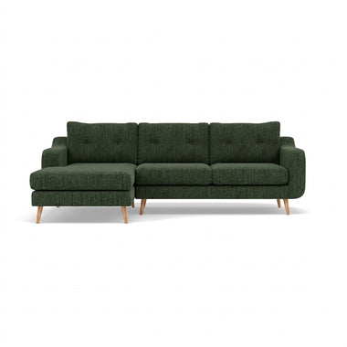 Phoebe Large Chaise Sofa - Large Chaise Sofa LHF Standard Back Grade A - Left Hand Facing Sterling Home 10 Capital Dark Green Natural