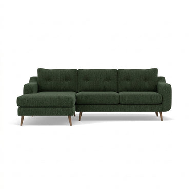 Phoebe Large Chaise Sofa - Large Chaise Sofa LHF Standard Back Grade A - Left Hand Facing Sterling Home 15 Capital Dark Green Weathered Oak