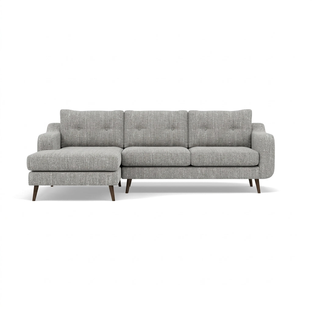 Phoebe Large Chaise Sofa - Large Chaise Sofa LHF Standard Back Grade A - Left Hand Facing Sterling Home 1 Capital Light Grey American Walnut