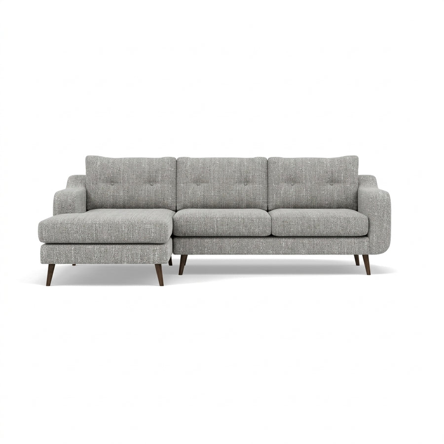 Phoebe Large Chaise Sofa - Large Chaise Sofa LHF Standard Back Grade A - Left Hand Facing Sterling Home 1 Capital Light Grey American Walnut