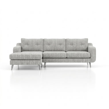 Phoebe Large Chaise Sofa - Large Chaise Sofa LHF Standard Back Grade A - Left Hand Facing Sterling Home 17 Capital Light Grey Chrome
