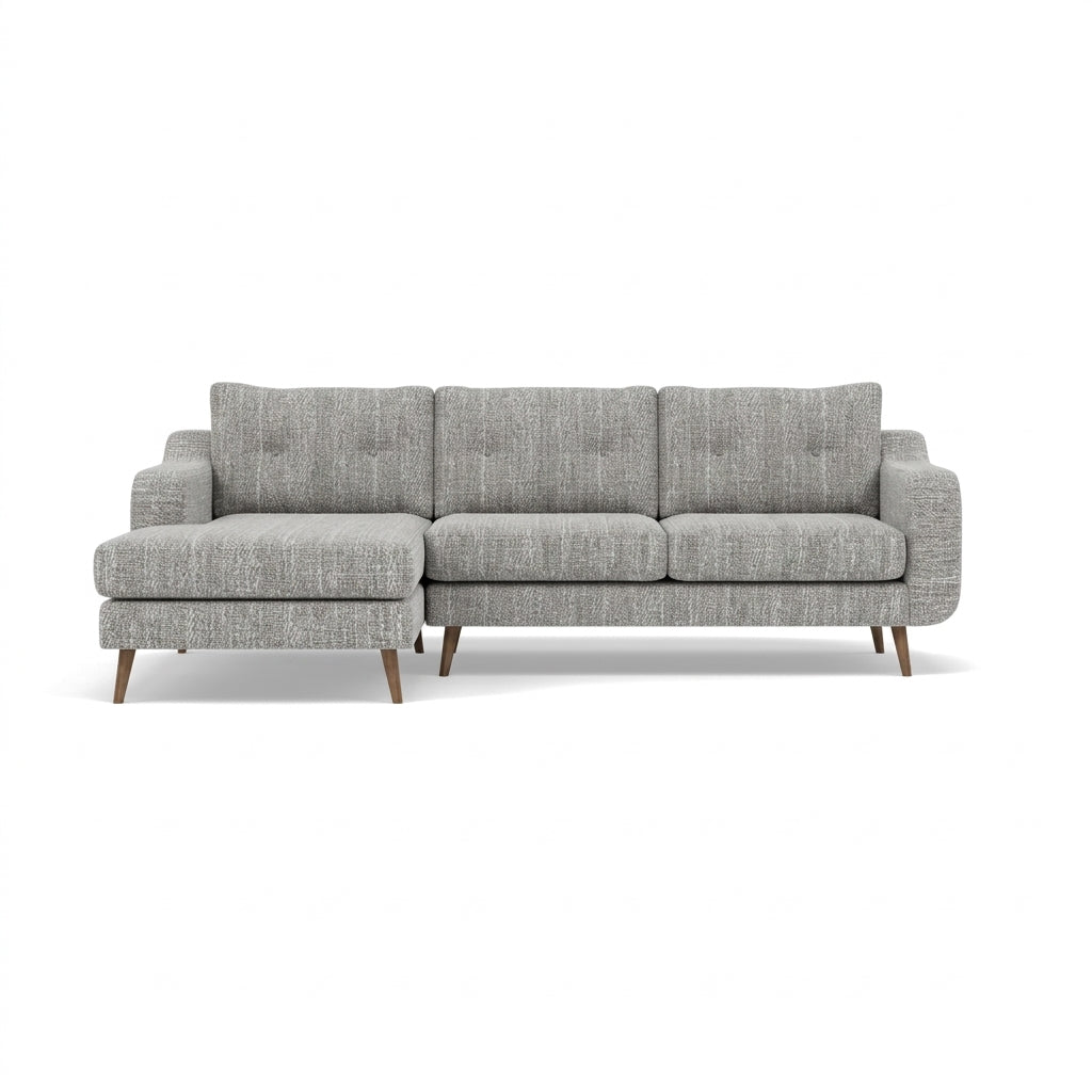 Phoebe Large Chaise Sofa - Large Chaise Sofa LHF Standard Back Grade A - Left Hand Facing Sterling Home 4 Capital Light Grey Weathered Oak