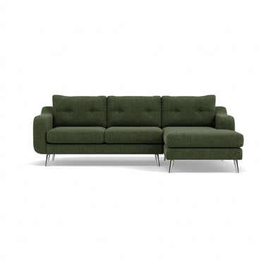 Phoebe Large Chaise Sofa - Large Chaise Sofa RHF Standard Back Grade A - Right Hand Facing Sterling Home 20 Capital Dark Green Chrome