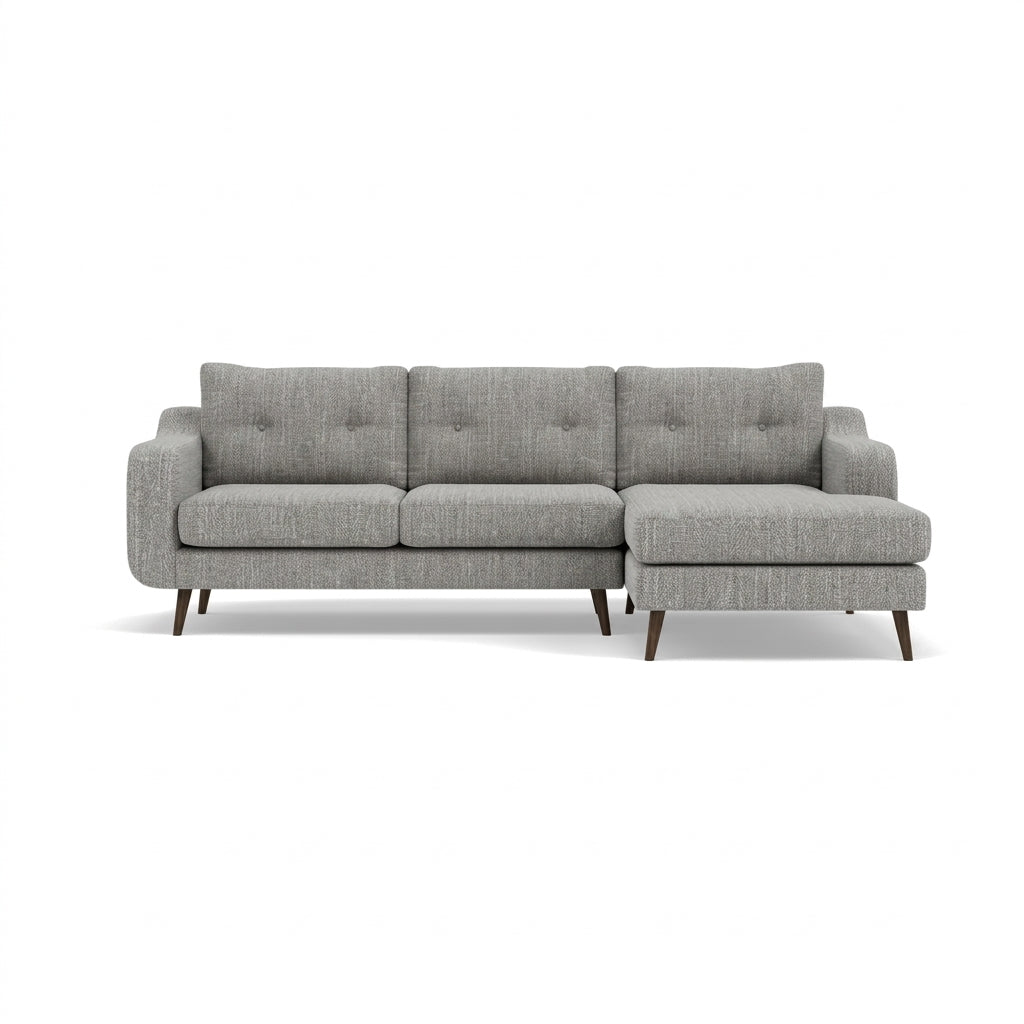 Phoebe Large Chaise Sofa - Large Chaise Sofa RHF Standard Back Grade A - Right Hand Facing Sterling Home 1 Capital Light Grey American Walnut