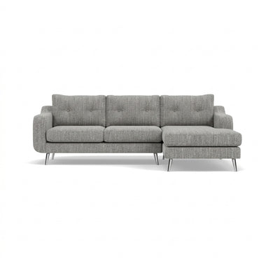 Phoebe Large Chaise Sofa - Large Chaise Sofa RHF Standard Back Grade A - Right Hand Facing Sterling Home 17 Capital Light Grey Chrome