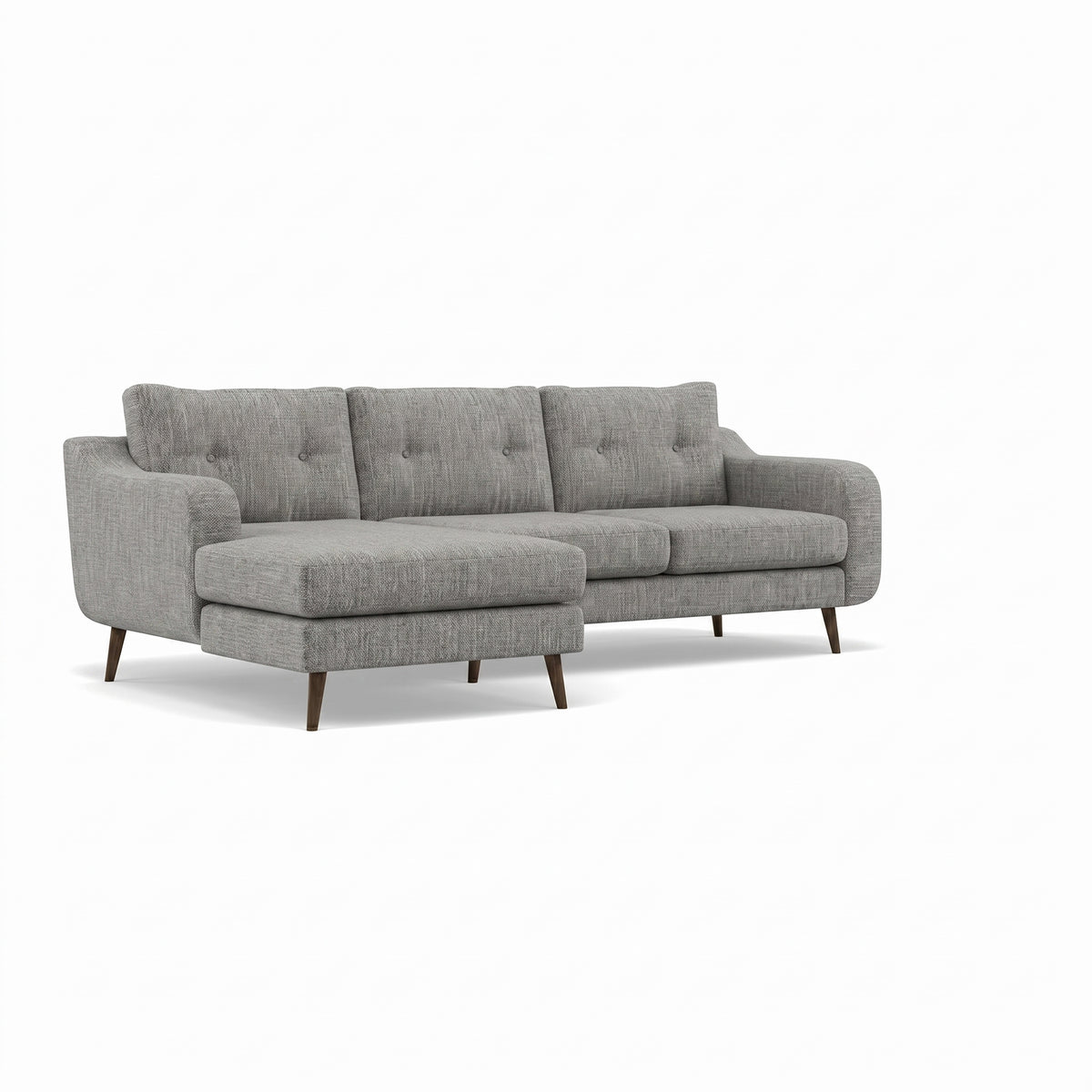 Phoebe Large Chaise Sofa - Large Chaise Sofa LHF Standard Back Grade A - Left Hand Facing — Capital Light Grey / American Walnut, gallery image 1