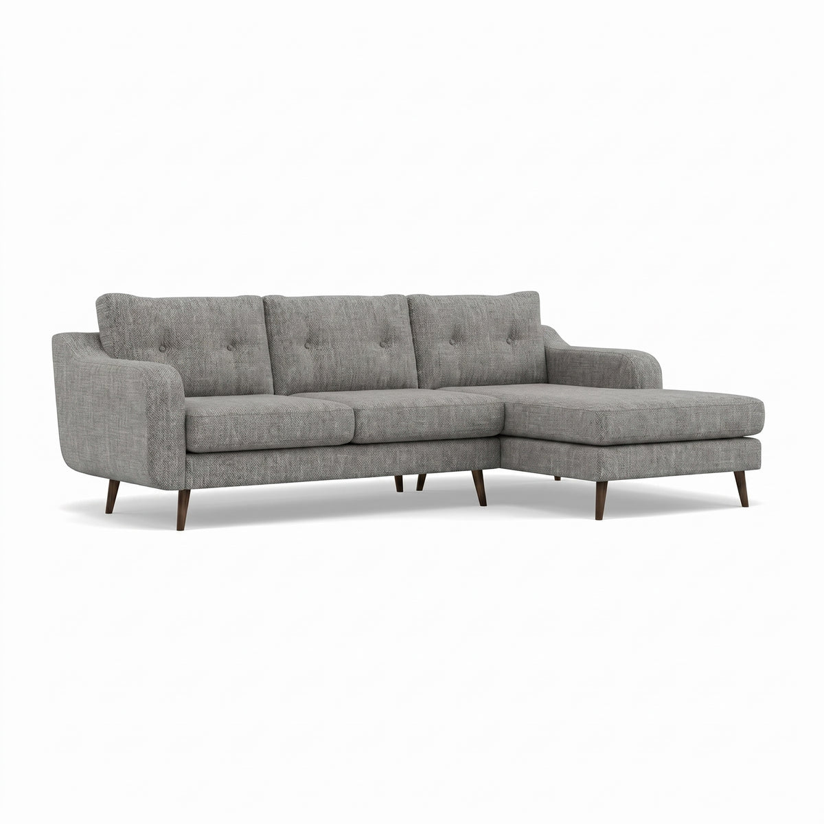 Phoebe Large Chaise Sofa - Large Chaise Sofa RHF Standard Back Grade A - Right Hand Facing — Capital Light Grey / American Walnut, gallery image 1