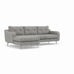 Phoebe Large Chaise Sofa - Large Chaise Sofa LHF Standard Back Grade A - Left Hand Facing — Capital Light Grey / Chrome, gallery image 1