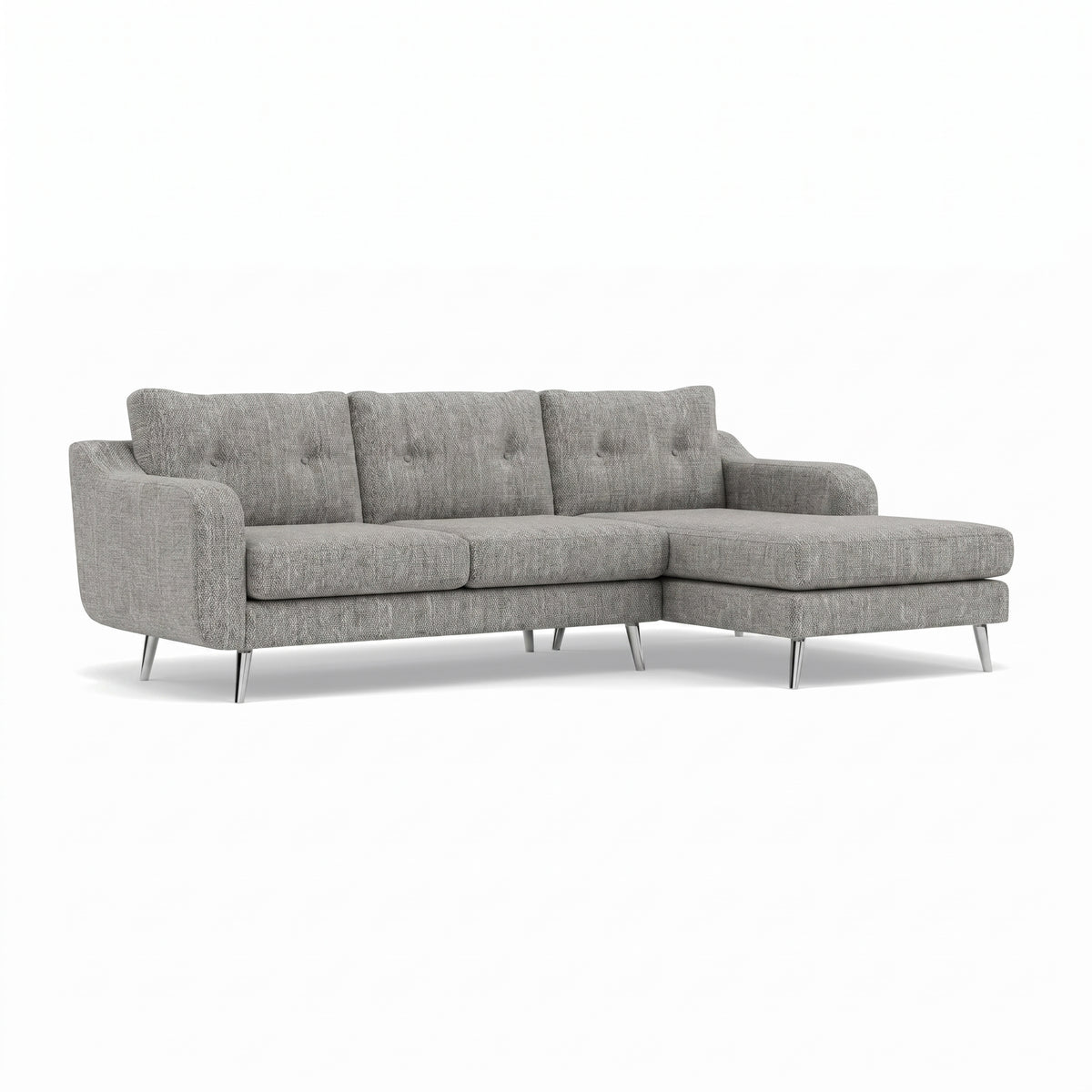 Phoebe Large Chaise Sofa - Large Chaise Sofa RHF Standard Back Grade A - Right Hand Facing — Capital Light Grey / Chrome, gallery image 1