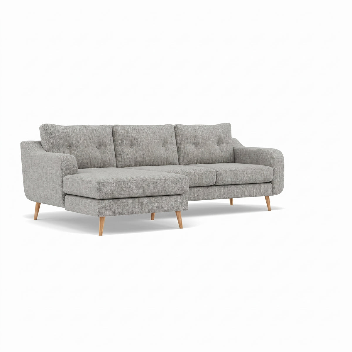 Phoebe Large Chaise Sofa - Large Chaise Sofa LHF Standard Back Grade A - Left Hand Facing — Capital Light Grey / Natural, gallery image 1