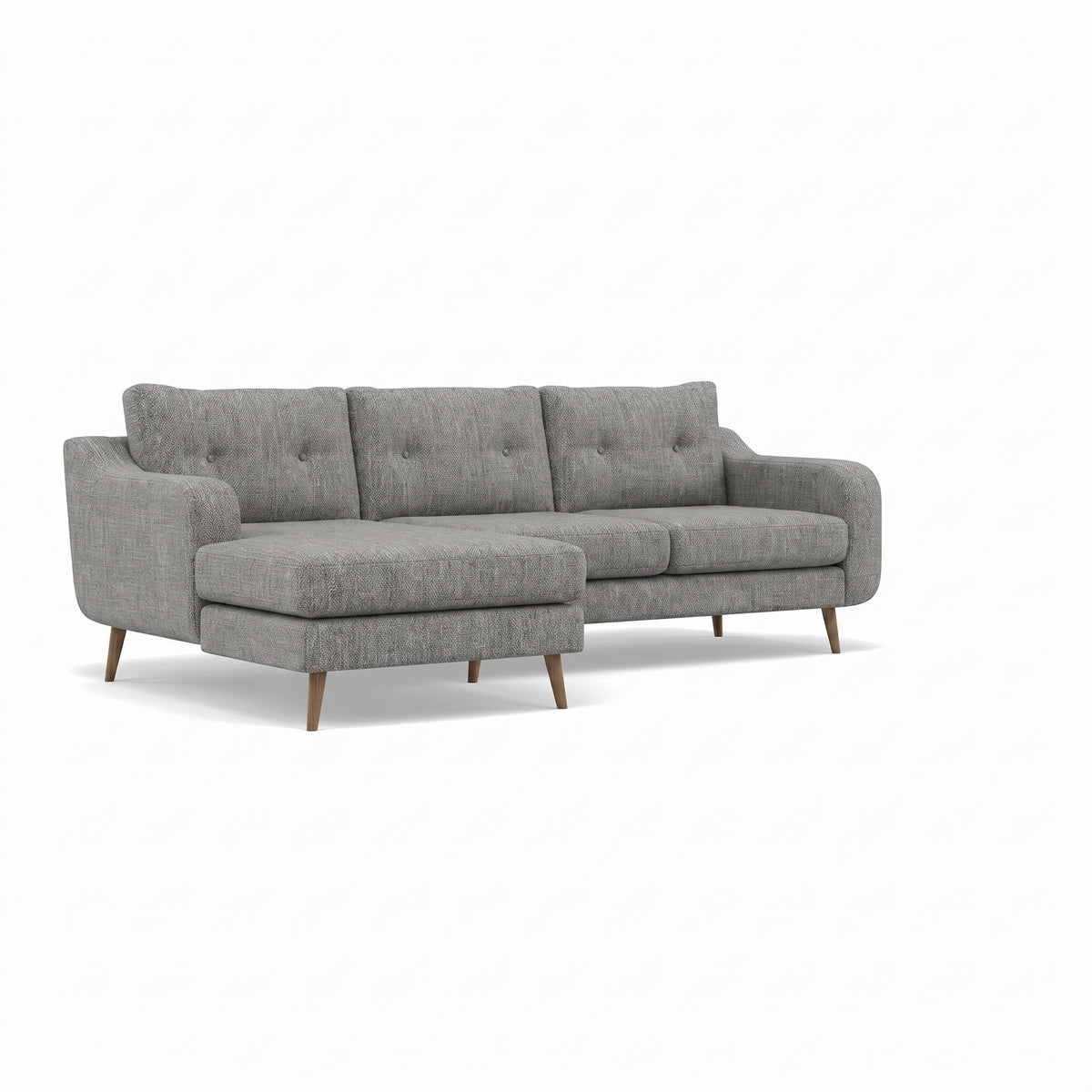 Phoebe Large Chaise Sofa - Large Chaise Sofa LHF Standard Back Grade A - Left Hand Facing — Capital Light Grey / Weathered Oak, gallery image 1