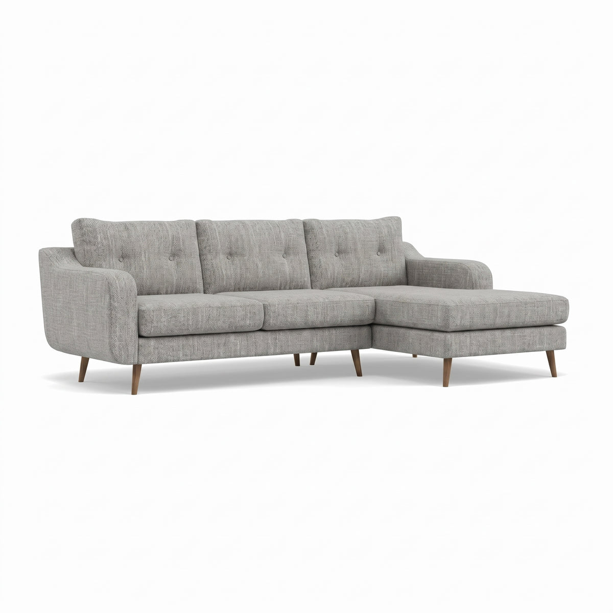 Phoebe Large Chaise Sofa - Large Chaise Sofa RHF Standard Back Grade A - Right Hand Facing — Capital Light Grey / Weathered Oak, gallery image 1