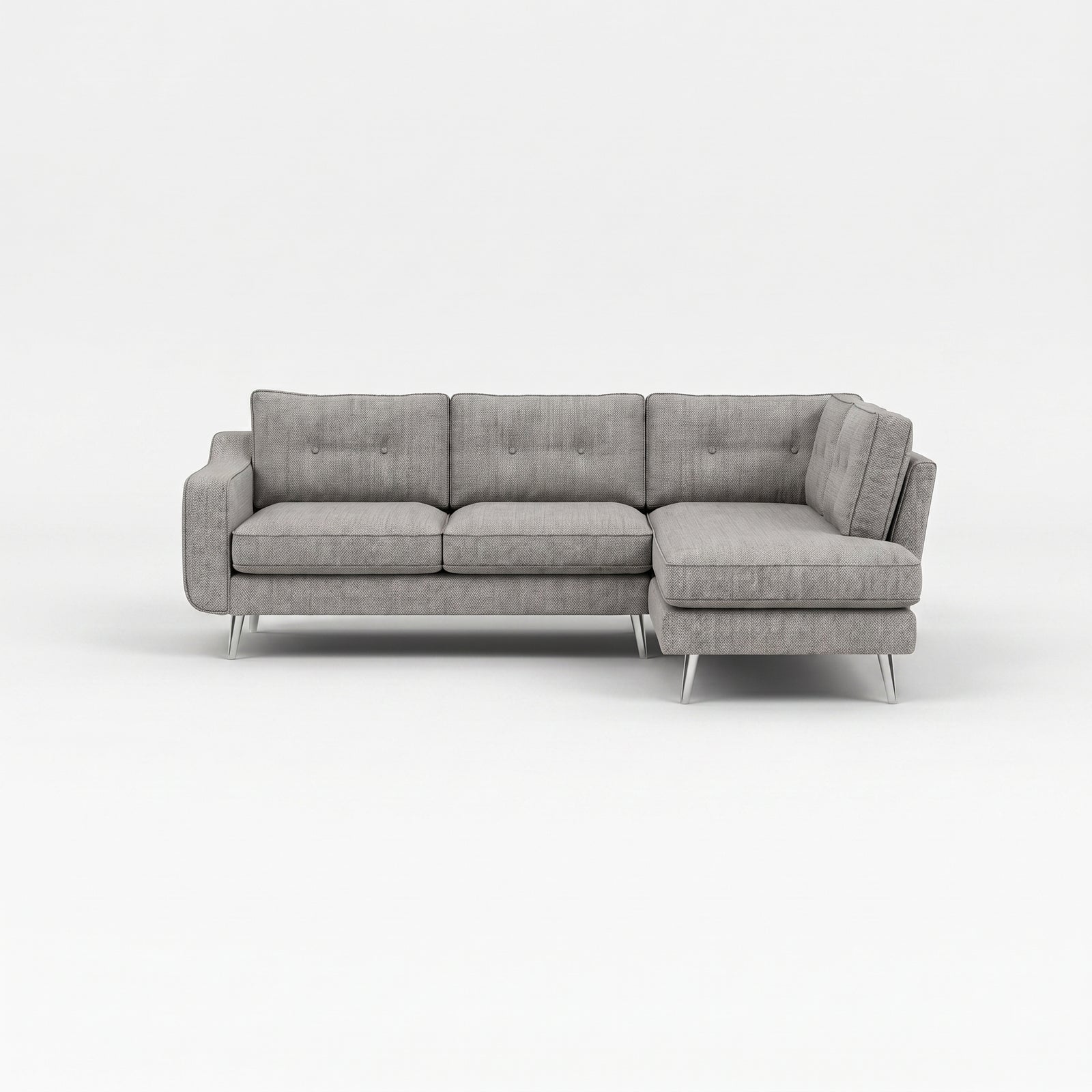 Phoebe Corner Sofa - Corner Group RHF Grade A - Right Hand Facing Sterling Home 5 Capital Light Grey Chrome