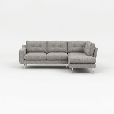Phoebe Corner Sofa - Corner Group RHF Grade A - Right Hand Facing Sterling Home 17 Capital Light Grey Chrome