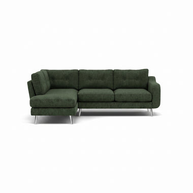 Phoebe Corner Sofa - Corner Group LHF Grade A - Left Hand Facing Sterling Home 19 Capital Dark Green Chrome