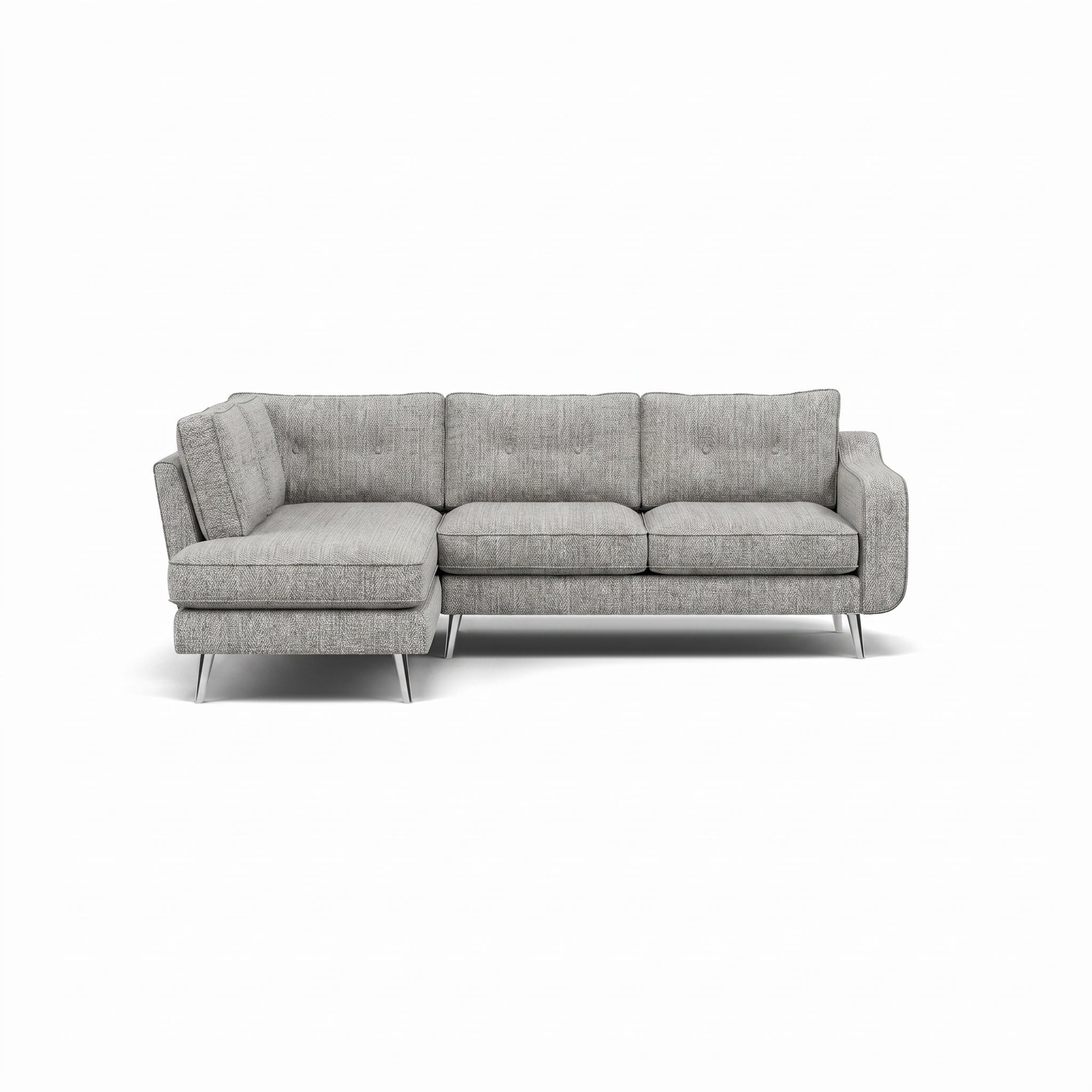 Phoebe Corner Sofa - Corner Group LHF Grade A - Left Hand Facing Sterling Home 5 Capital Light Grey Chrome