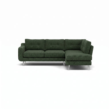 Phoebe Corner Sofa - Corner Group RHF Grade A - Right Hand Facing Sterling Home 20 Capital Dark Green Chrome
