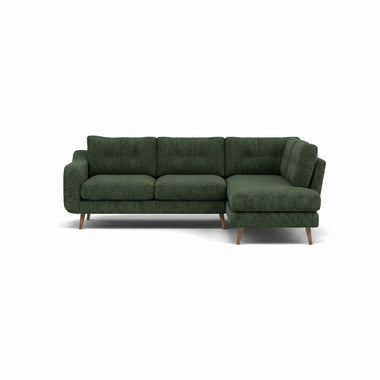 Phoebe Corner Sofa - Corner Group RHF Grade A - Right Hand Facing Sterling Home 10 Capital Dark Green Weathered Oak